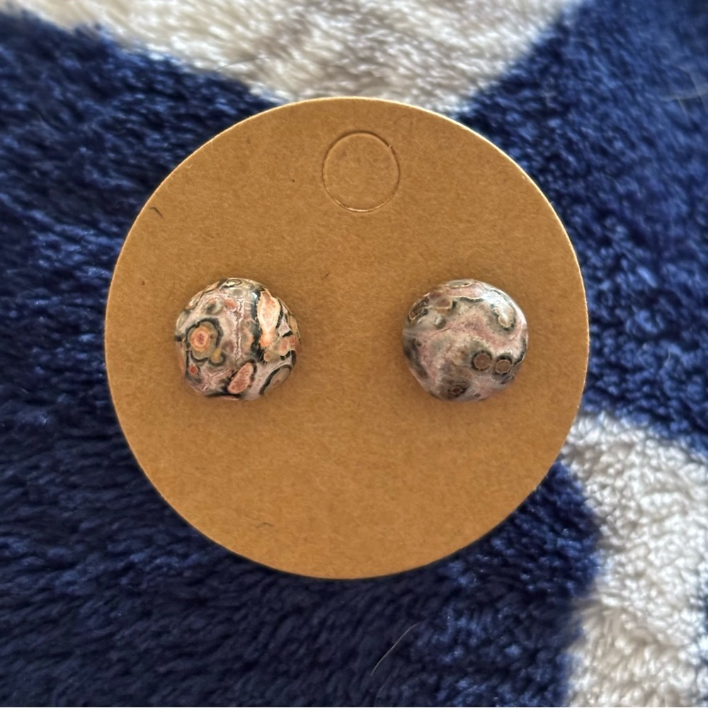 Leopard Skin Jasper  Sterling Silver Stud Earrings Handmade